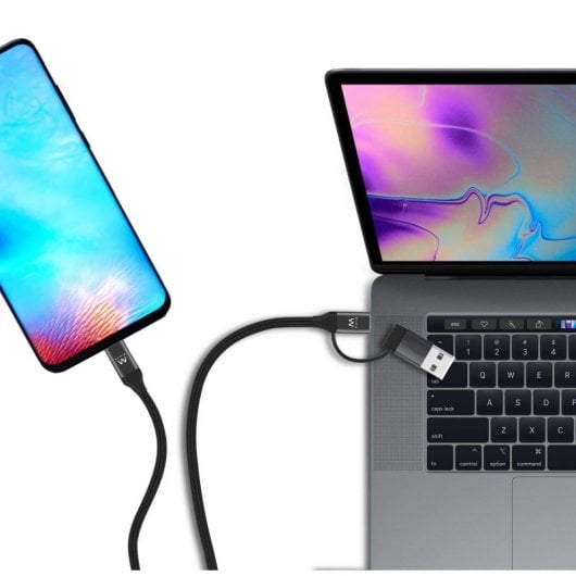 Ewent EW9918 Cable de Carga 2 en 1 USB-C a USB-C/A 1m Negro