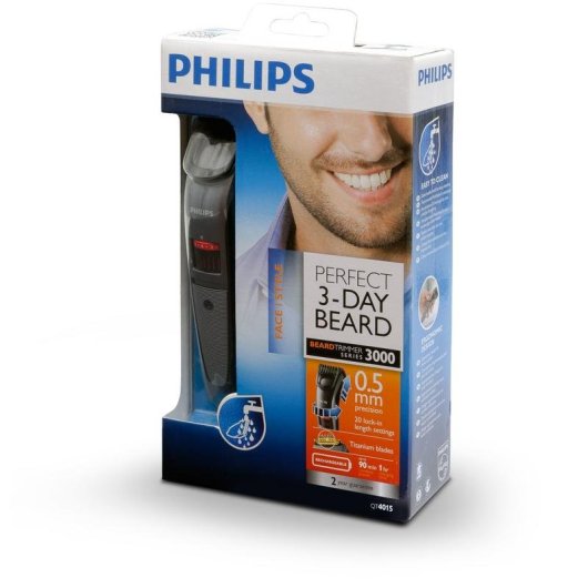 Máquina de Cortar Cabelo Philips Beardtrimmer Series 3000 Sem Fio 90min 20 Comprimentos 1 Pente