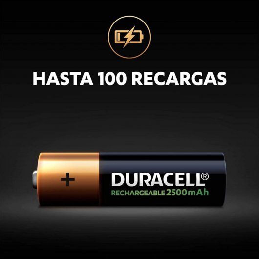 Duracell Pack 4 Piles Rechargeables 2500mAh AA HR6