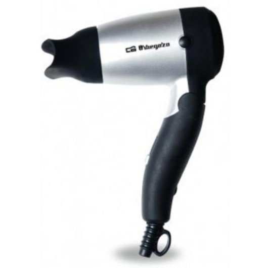 Sèche-cheveux de Voyage Pliable Orbegozo SE1200 1200W avec Accessoires Noir Argent