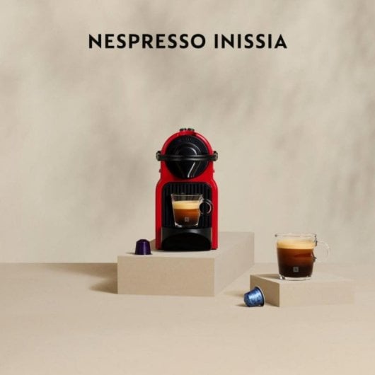 Cafetera Kapsel Krups Nespresso Inissia XN1005K 0,7L 19 bar Kompakt Rot Extras