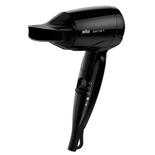 Klappbarer Reiseföhn Braun Satin-Hair 1 HD 130 1200W 2 Temperaturstufen 1 Geschwindigkeit Schwarz