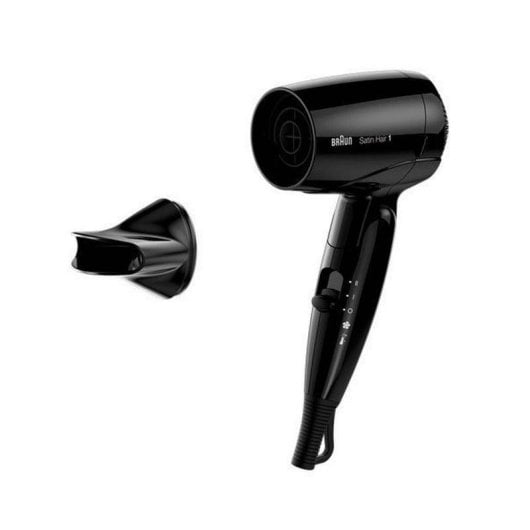 Klappbarer Reiseföhn Braun Satin-Hair 1 HD 130 1200W 2 Temperaturstufen 1 Geschwindigkeit Schwarz