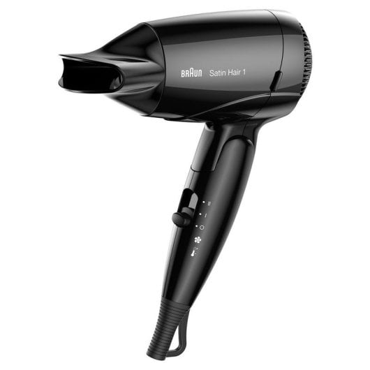 Klappbarer Reiseföhn Braun Satin-Hair 1 HD 130 1200W 2 Temperaturstufen 1 Geschwindigkeit Schwarz
