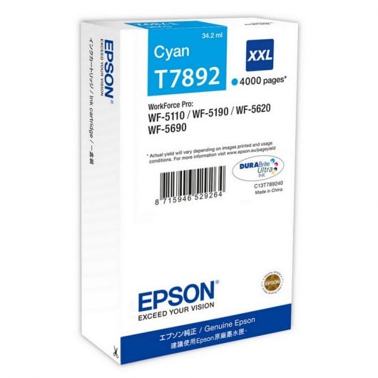 Epson T7892 XXL Tanica Ciano WF-5110/5190/5620/5690