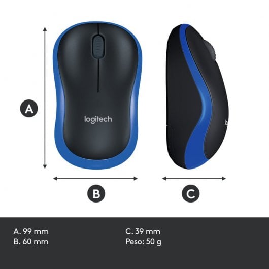 Logitech M185 Mouse Wireless, 2,4 GHz con Mini Ricevitore USB Blu