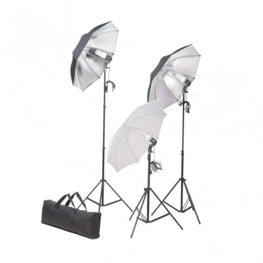 vidaXL Kit Studio Photo 3 Spots + Fond + Parapluie