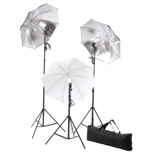 vidaXL Kit Studio Photo 3 Spots + Fond + Parapluie