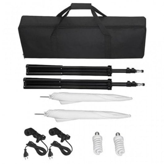 VidaXL Kit Estúdio Fotográfico com Tela de Fundo + Lâmpadas + Guarda-chuvas