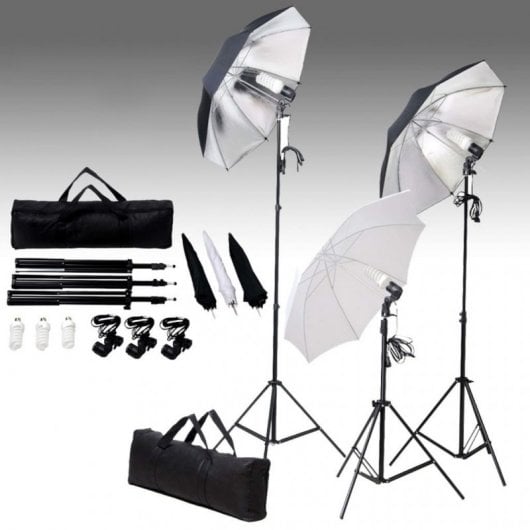 Kit de studio photo VidaXL avec jeu de lumières et toile de fond