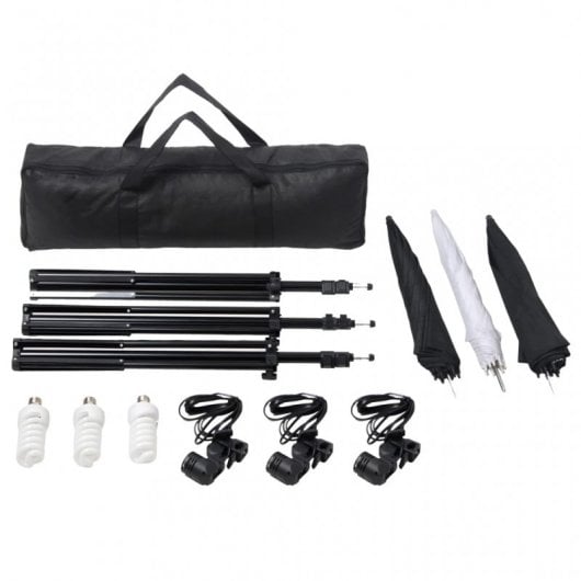 Kit de studio photo VidaXL avec jeu de lumières et toile de fond