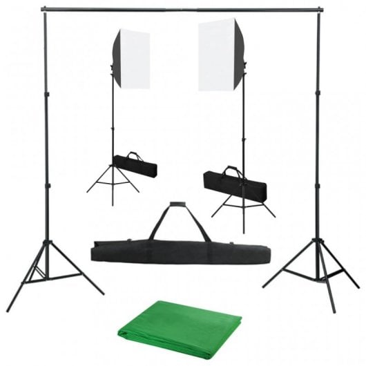 Kit de studio photo VidaXL avec projecteurs Softbox + toile de fond