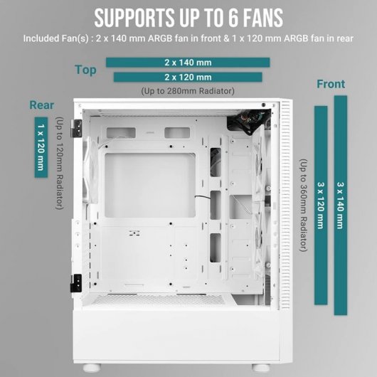Antec NX410 Tempered Glass ARGB USB 3.0 Weiß