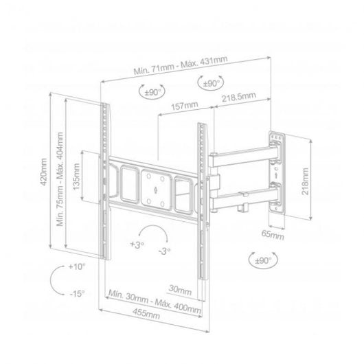 Holmios Soporte de Pared Giratorio para TV 32"-55" VESA  400x400 Máx. 35Kg