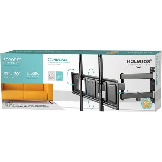 Holmios Soporte Giratorio/Inclinable para TV 37"-70" VESA 600x400 Máx. 35Kg