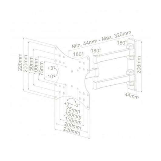 Holmios Soporte de Pared Giratorio para TV 23"-42" VESA 200x200 Máx. 20Kg