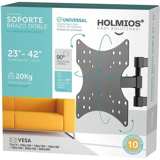 Holmios Soporte de Pared Giratorio para TV 23"-42" VESA 200x200 Máx. 20Kg