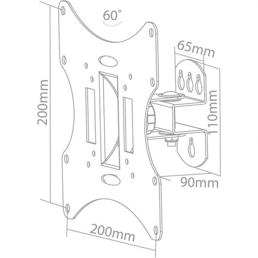 Holmios Soporte Tv Pared Fijo Inclinable 23"-42" VESA 200x200 Max. 30Kg