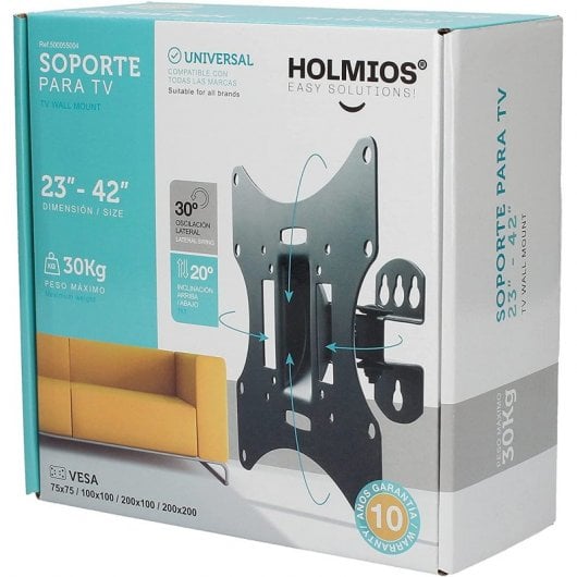 Holmios Soporte Tv Pared Fijo Inclinable 23"-42" VESA 200x200 Max. 30Kg