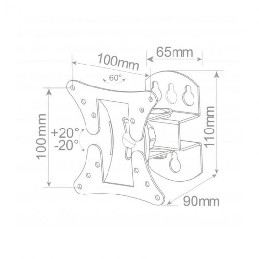 Holmios Soporte de Pared Giratorio/Inclinable para TV 13"-27" VESA 100x100 Máx. 30Kg