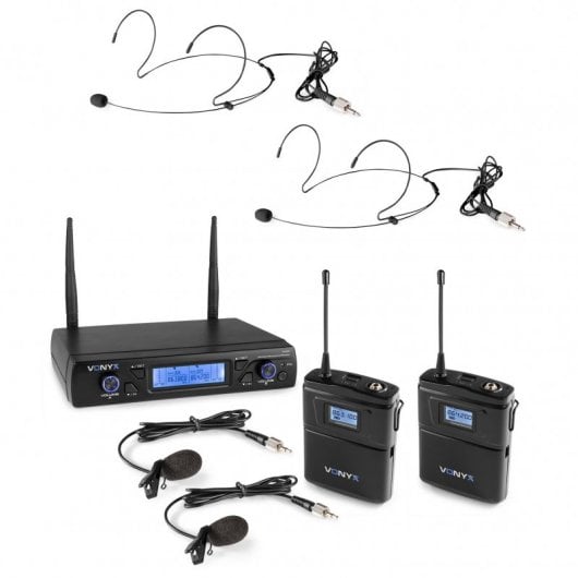 Vonyx WM62B Micrófono Inalámbrico UHF 16 Canales con 2 Petacas