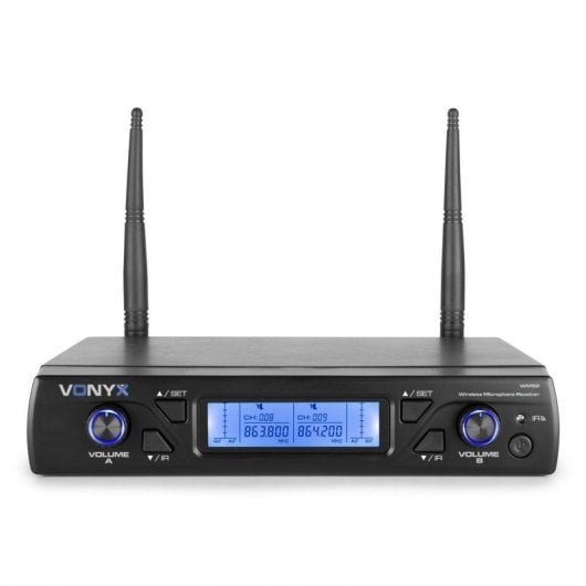 Vonyx WM62B Micrófono Inalámbrico UHF 16 Canales con 2 Petacas