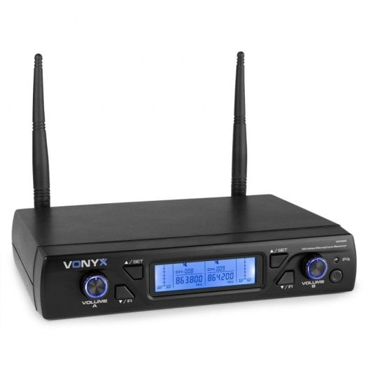 Vonyx WM62B Micrófono Inalámbrico UHF 16 Canales con 2 Petacas