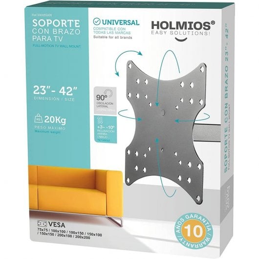 Holmios Soporte de Pared Brazo 23"-42" VESA 200x200 Máx 20Kg
