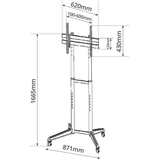 Holmios Soporte de Pie con Ruedas para TV 37"-70" VESA 600x400 Máx 50Kg