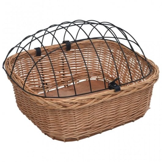 vidaXL Cesta Delantera de Bicicleta con Tapa Sauce Natural