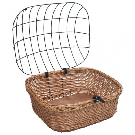 vidaXL Cesta Delantera de Bicicleta con Tapa Sauce Natural