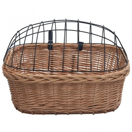 vidaXL Cesta Delantera de Bicicleta con Tapa Sauce Natural