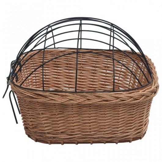 vidaXL Cesta Delantera de Bicicleta con Tapa Sauce Natural