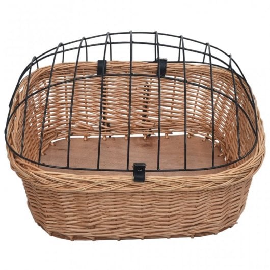 vidaXL Cesta Delantera de Bicicleta con Tapa Sauce Natural