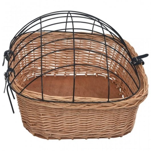 vidaXL Cesta Delantera de Bicicleta con Tapa Sauce Natural