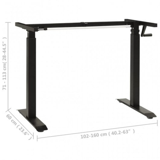 VidaXL Estructura de Escritorio Elevable de Altura Ajustable Manivela Negro