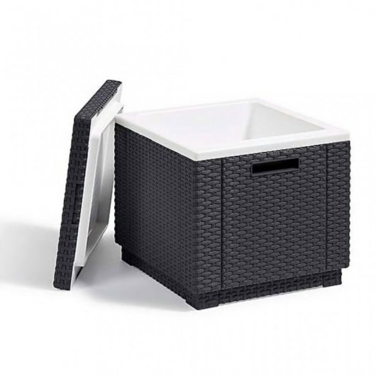 Sgabello Cubo Keter Allibert - Effetto Rattan, Con Cuscino, Per Esterno - Foto 3