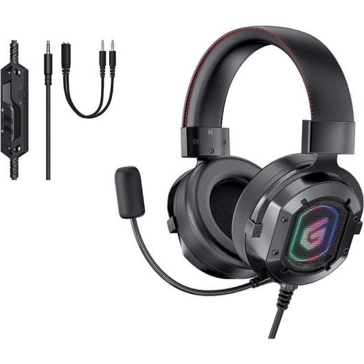 Auriculares Conceptronic ATHAN03B con cable, 3,5 mm, Gaming, LED RGB, micrófono, negros