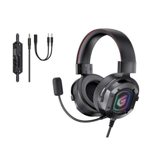 Auriculares Conceptronic ATHAN03B con cable, 3,5 mm, Gaming, LED RGB, micrófono, negros