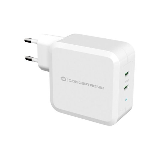 Carregador Conceptronic Althea 2xUSB-C 100W Branco Power Delivery