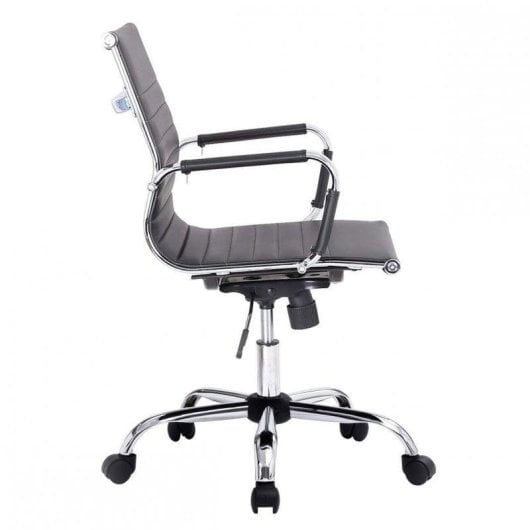 Silla de oficina Equip 651002 respaldo medio ergonómica imitación piel negra