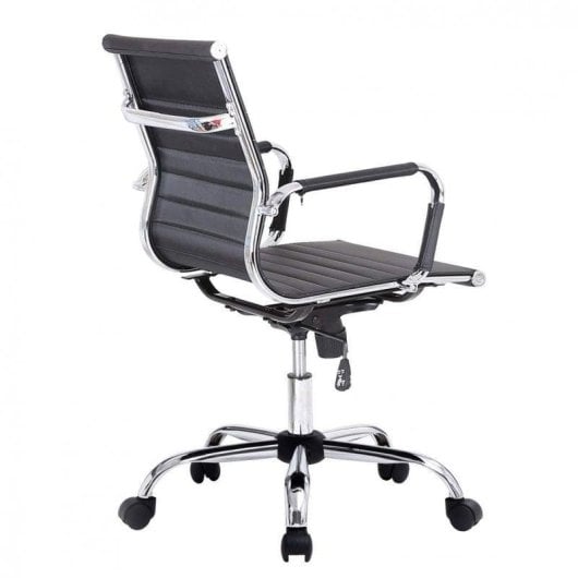 Silla de oficina Equip 651002 respaldo medio ergonómica imitación piel negra