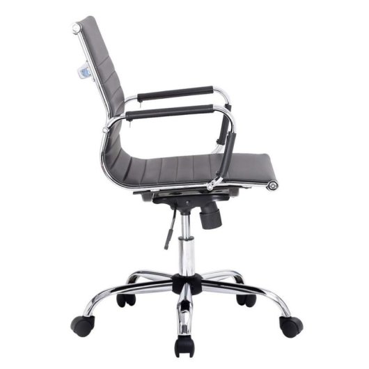 Silla de oficina Equip 651002 respaldo medio ergonómica imitación piel negra