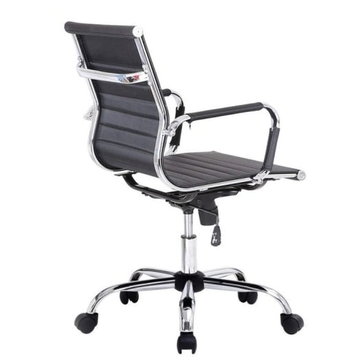 Silla de oficina Equip 651002 respaldo medio ergonómica imitación piel negra
