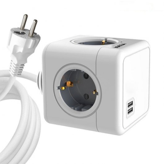 Jocca 1577 Regleta Cubo 4 Tomas + 2 USB 1.5m Blanco