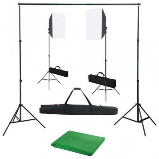 VidaXL Kit de Estúdio Fotográfico com Focos Softbox e Telão de Fundo
