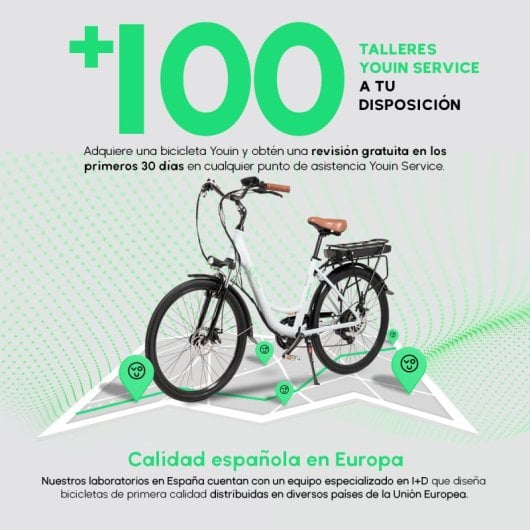 Youin Los Angeles Bicicleta de Paseo Eléctrica 26" Blanca