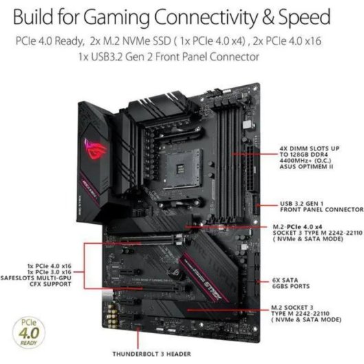 Motherboard ASUS ROG Strix B550-F Gaming WiFi II AMD B550 AM4 DDR4 ATX WiFi 6E RGB