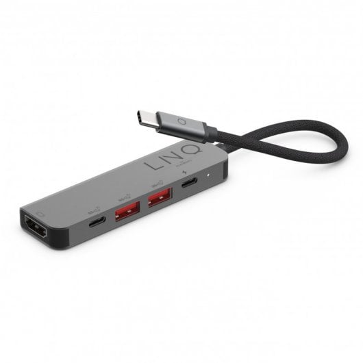 LINQ byELEMENTS LQ48014 laptop-dockingstation & portreplikator Kabelgebunden USB 3.2 Gen 2 (3.1 Gen 2) Type-C Schwarz, Grau