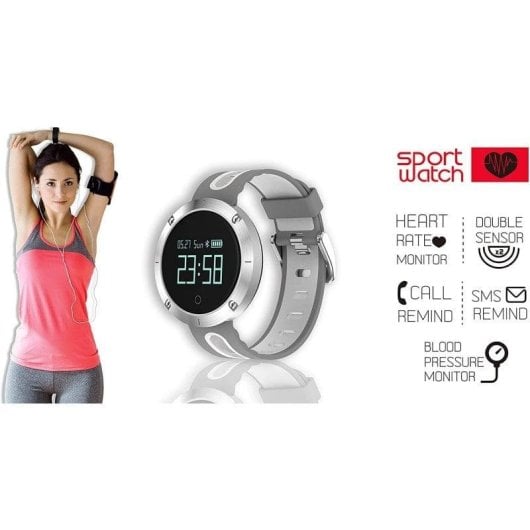 Billow XS30GW Bluetooth 25mm OLED Grigio Bianco M IP67 Cardiofrequenzimetro Pressione Notifiche